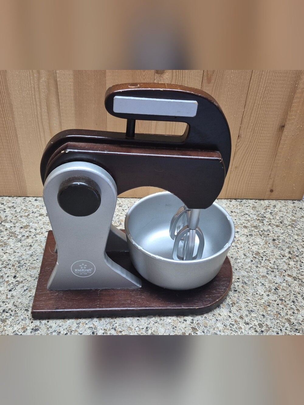 KidKraft Wooden Toy Stand Mixer Play Kitchen Accessory Pretend Play Silver Dark